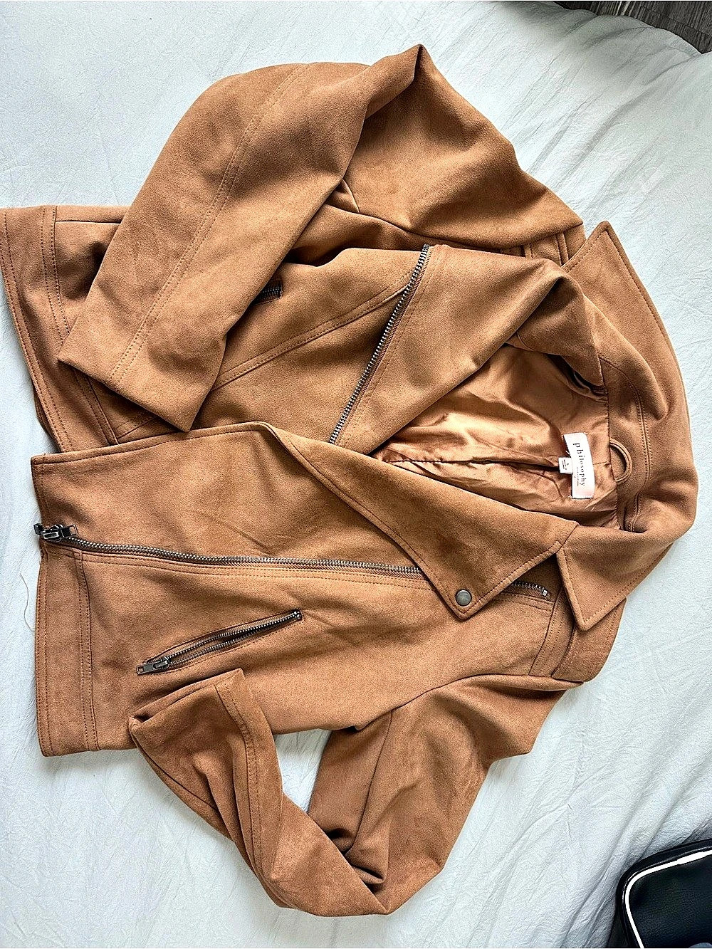 philosophy Faux Moto Jacket in Orange Size Large Like New - Picture 3 of 5